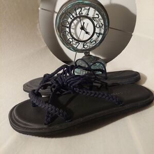 Megnya Sandales Black Walking Braided Lace‎ Foam Slip On Size 11